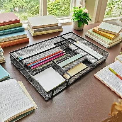 Desk Drawer Organizer Metal Mesh Drawer Organizer Tray - Image 5