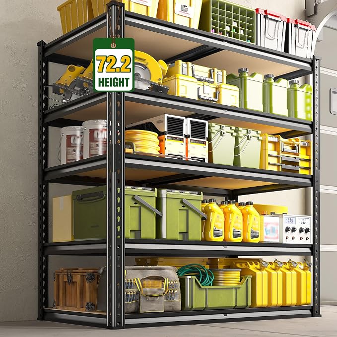 72.2" H Garage Shelves 2230LBS Storage Shelves, 5 Tier Adjustable Metal Shelving - Image 8