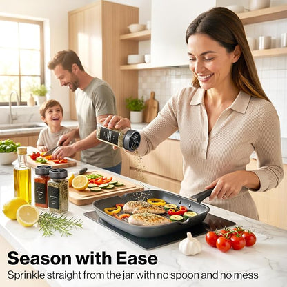 EDELHAUS Glass Spice Jars with Label and Space Gray Rotating Lids Spice - Image 5