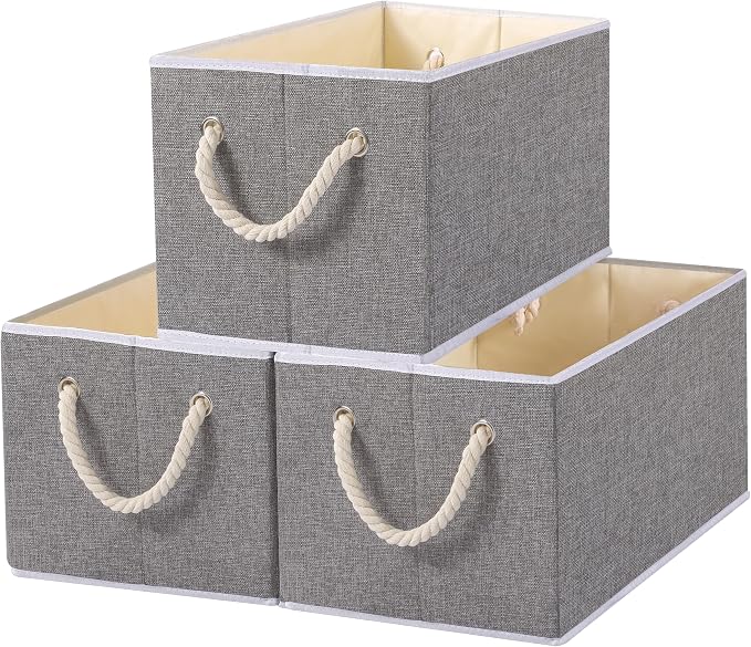 Yawinhe Collapsible Storage Bins 3-Pack, Large Fabric Baskets by Yawinhe