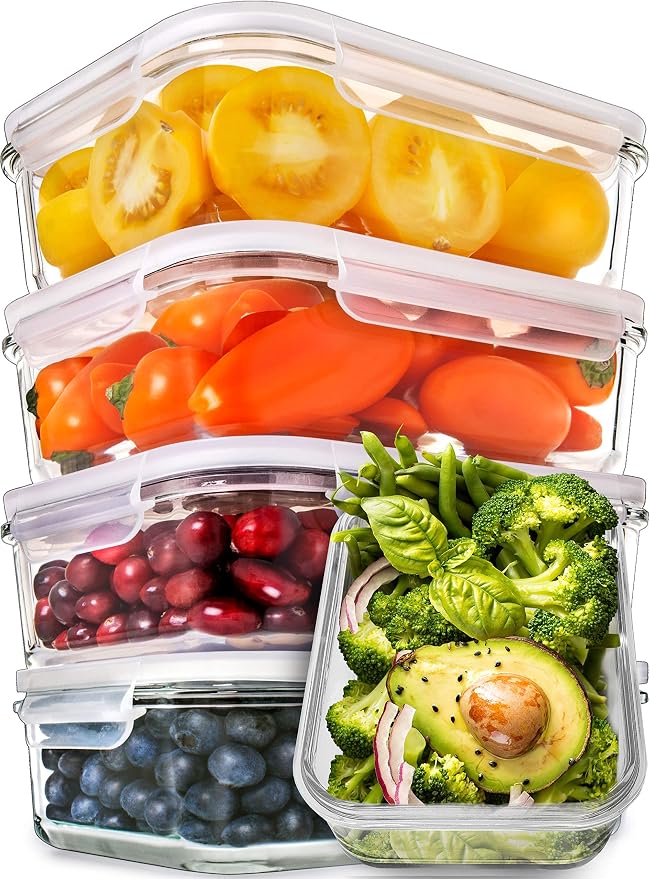 PrepNaturals 5 Pack 30oz Glass Meal Prep Containers by Prep+Naturals