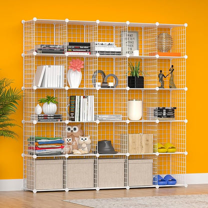 TUMUCUTE Cube Storage Organizer, Metal 25-Cube Shelves Bookshelf, Portable - Image 5
