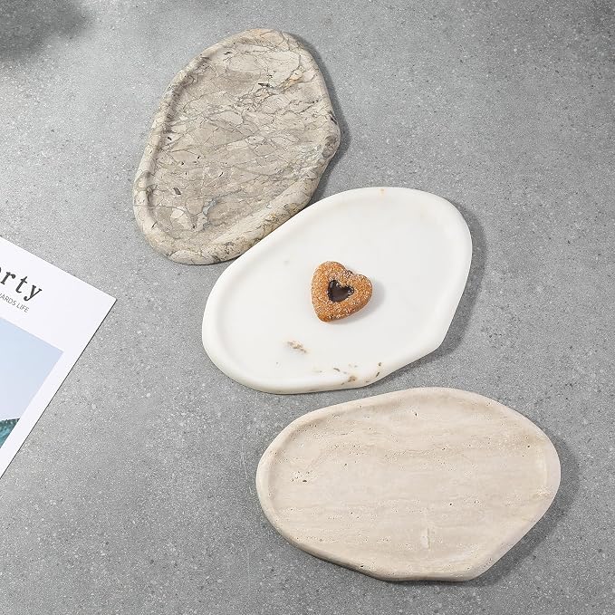 Koville Luxurious White Marble Vanity Tray, Cloud Shape Serving Stone Key Tray - Image 8