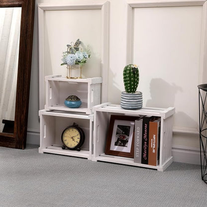 Set of 3 Nesting Wooden Crates, Small Rustic Farmhouse Wood Storage Boxes - Image 2