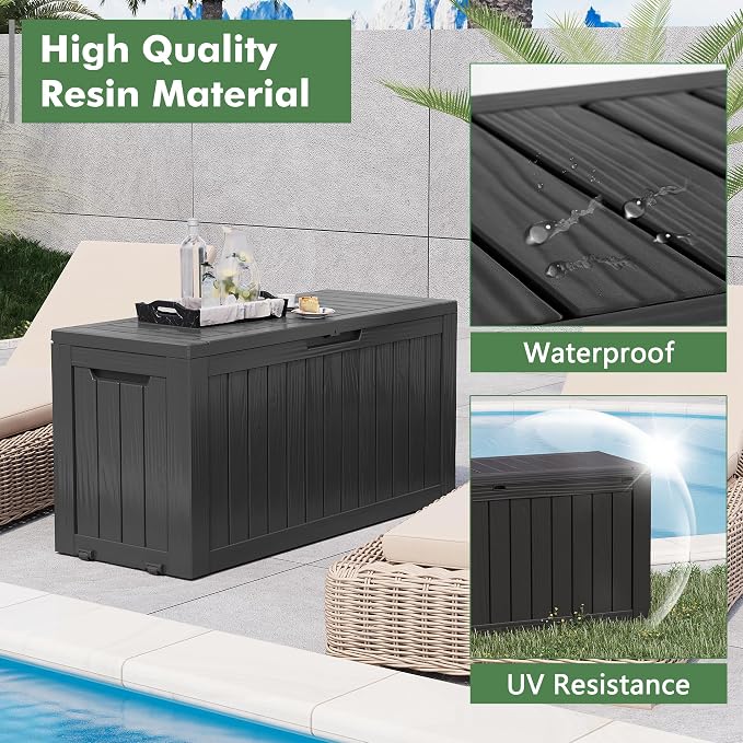 NUNU LAB 75 Gallon Outdoor Storage Box, Large Resin Sturdy Deck Box, Backyard - Image 3