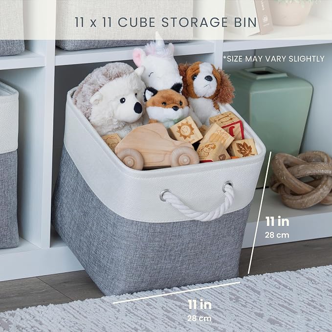 OrganiHaus 11x11 Cube Storage Bins 4 Pack, Foldable Cube Storage Organizer w/ - Image 2