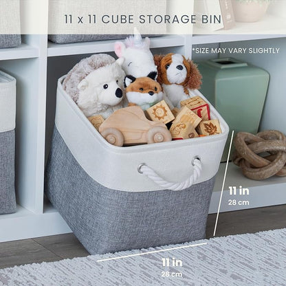 OrganiHaus 11x11 Cube Storage Bins 4 Pack, Foldable Cube Storage Organizer w/ - Image 2