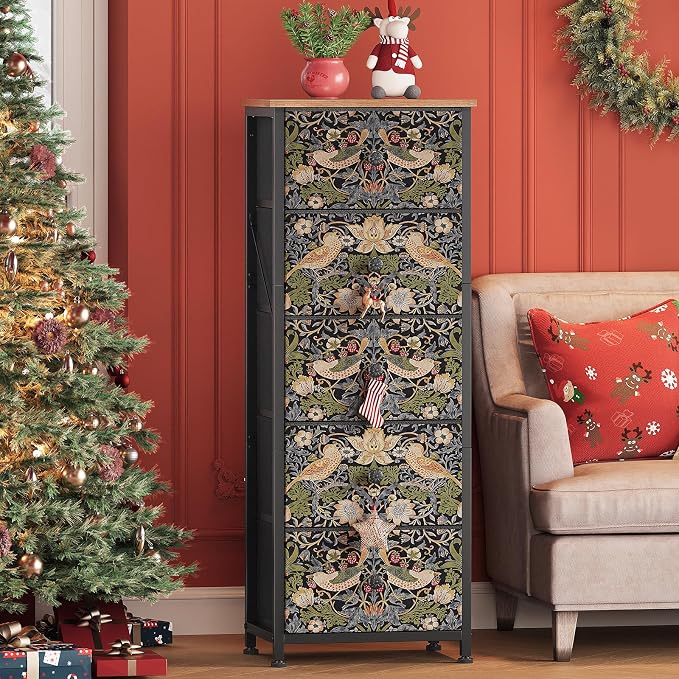 Dresser with 5 Fabric Drawers Strawberry Thief Drawer Dresser by EXOTICA