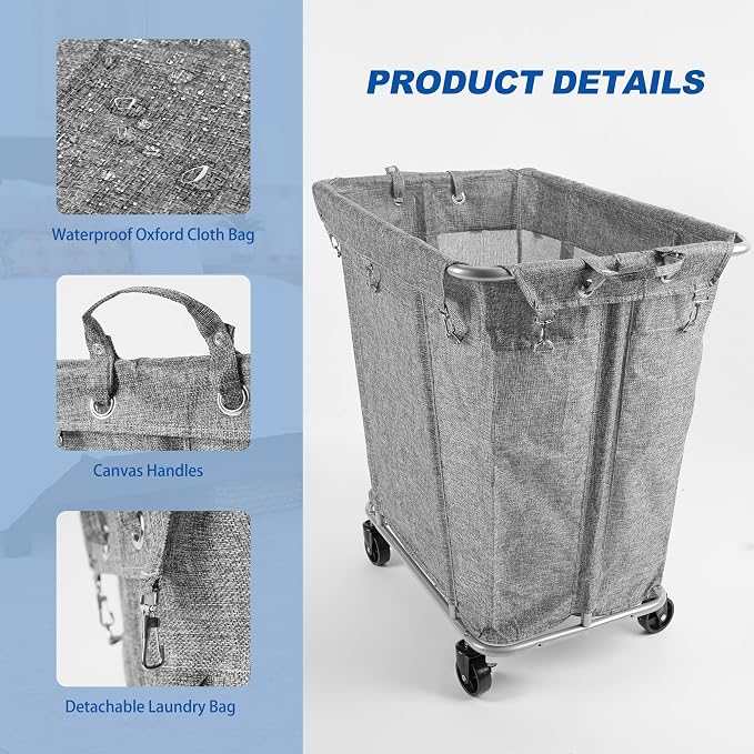 PLKOW Laundry Cart with Wheels 320L Large Rolling Laundry Cart - Image 4