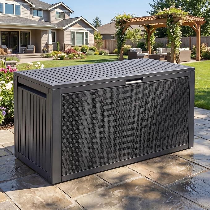 YITAHOME 95 Gallon Outdoor Storage Deck Box, Waterproof Resin Deck Box w/Handles by YITAHOME