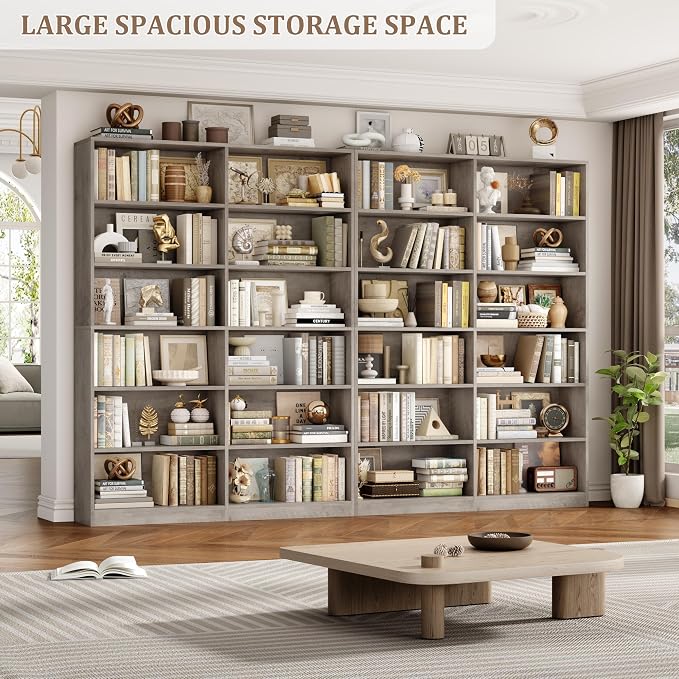 FACBOTALL Bookshelf and Bookcase, 6-Tier Double Wide Bookshelves, Freestanding - Image 6