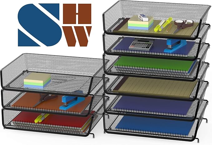 Simple Houseware Stackable Wide Entry Desk File Document Letter Tray Organizer - Image 2
