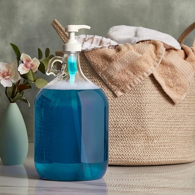 Gallon Glass Pump Dispenser Bottle, Large Jug Laundry Liquid Detergent Dispenser - Image 4
