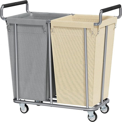 Large laundry hamper with Wheels, 2 Bag 360L Big Rolling Laundry Basket Sorter by Gewudraw