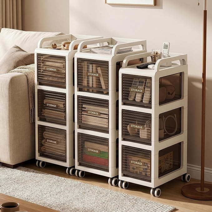Bathroom Storage with Drawers, 11.8" Wide Slim Storage Cabinet | Freestanding - Image 7