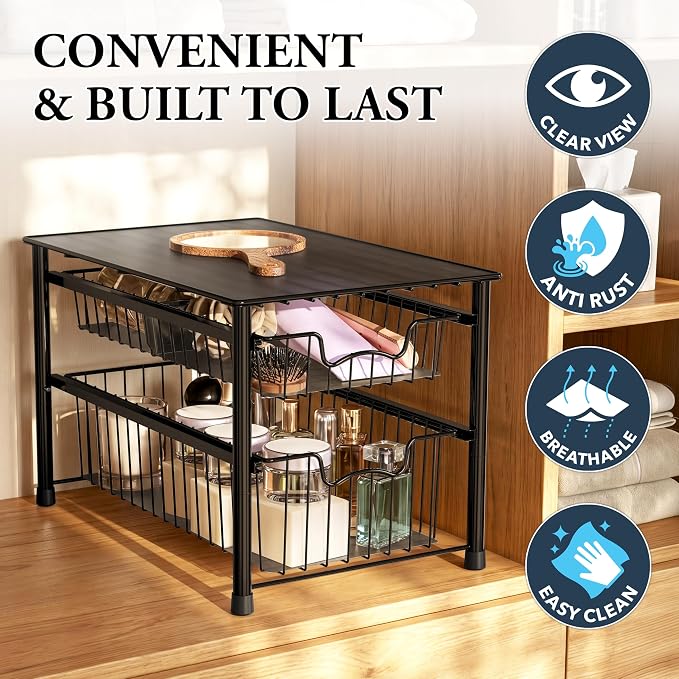 Simple Houseware Stackable Sliding Basket Organizer Drawer - Image 5
