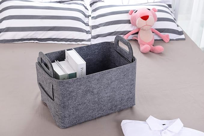 Minoisome Storage Basket Felt Storage Bin Collapsible& Convenient Box Organizer - Image 2