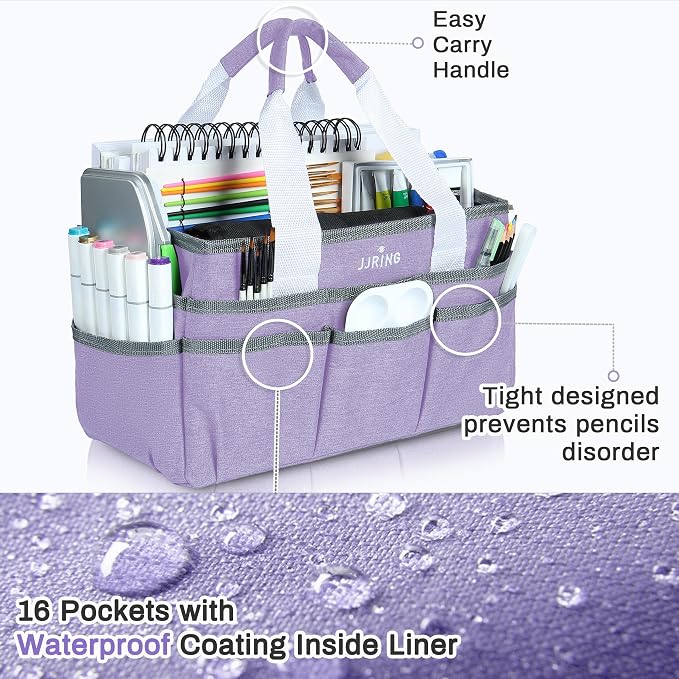 JJRING Craft Organizer Tote Bag, Art Storage Caddy - Image 4