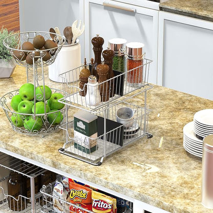 Simple Houseware 2 Tier Cabinet Wire Basket Drawer Organizer - Image 6