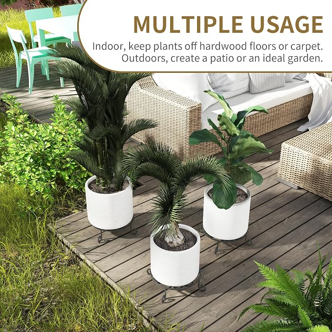 PROWORX 2 Pack 10” Diameter Metal Outdoor Plant Stand Indoor, Round Anti-Rust - Image 3