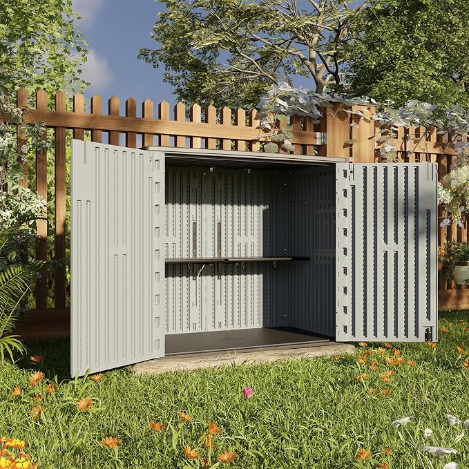HOMSPARK 37 Cu.Ft Outdoor Storage Shed Weather Resistant, Resin Storage Sheds & - Image 6