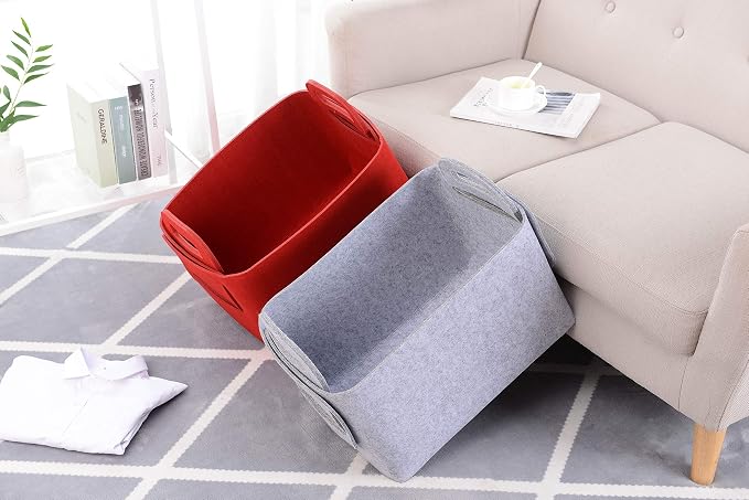 Storage Basket Felt Storage Bin Collapsible& Convenient Box Organizer - Image 5