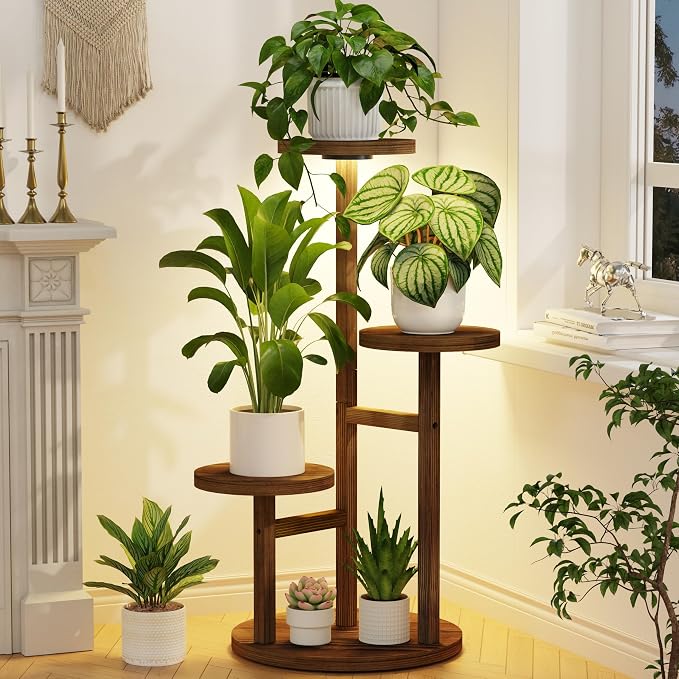 LASZOLA 3 Tiered Wood Plant Stand Indoor Corner by LASZOLA