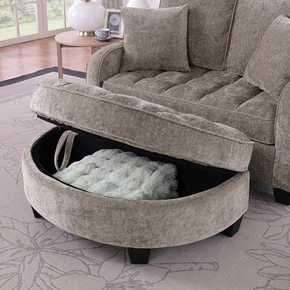 ERYE Chenille Tufted Loveseat Sofa and Ottoman Set, Tufted Recliner Sleeper - Image 7