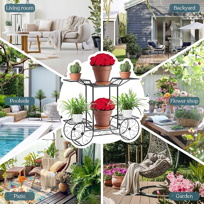Sorbus® Garden Cart Stand & Flower Pot Plant Holder Display Rack, 6 Tiers - Image 7