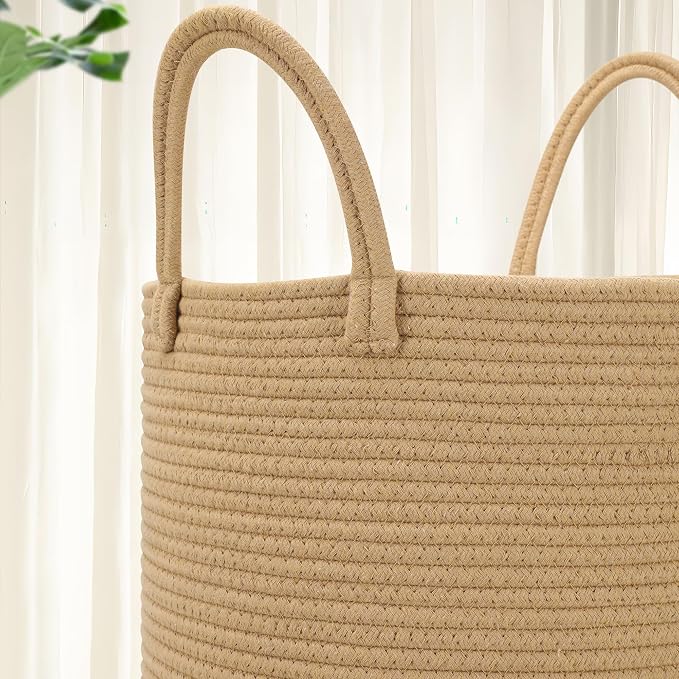 58L Cotton Rope Laundry Basket, Woven Basket - Image 3