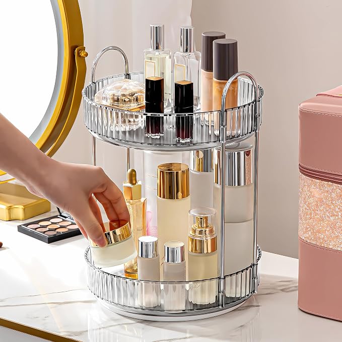 360 Rotating Makeup Organizer for Vanity, Bathroom Countertop Spinning Perfume - Image 5