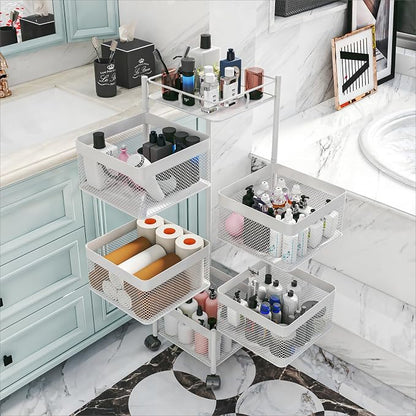 Fruit Basket for Kitchen No Assembly, Rotating Kitchen Storage Rack, Bathroom - Image 6