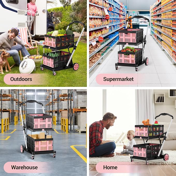 Collapsible Shopping Cart, 8-in-1 200LBS Multi Functional Utility Cart - Image 6