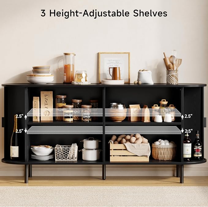Buffet Sideboard Cabinet with Storage, Modern Accent Coffee Bar Console Table - Image 4