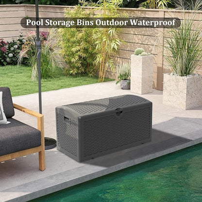 90 Gallon Plus Outdoor Storage Box Waterproof Lockable Resin Deck Box Large - Image 6