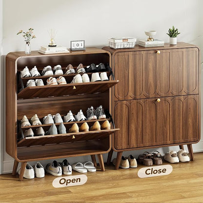 Decofy Shoe Cabinet with 2 Flip Drawers, Expanded Panel - Image 7
