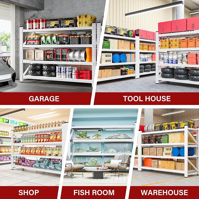 SISESOL 5000LBS Heavy Duty Garage Shelving Units, Large Storage Rack, Steel - Image 5