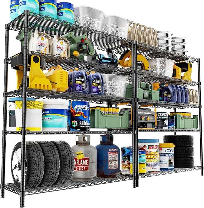 Storage Shelves Heavy Duty, 5-Tier Adjustable Metal Industrial Utility Shelf by ROOMTEC