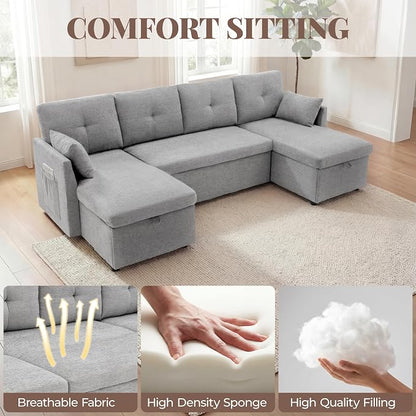 Huatean Home Oversized Sleeper Sofa Couch, 100 inch 2 in 1 Pullout Couch Bed - Image 6
