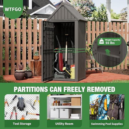 Vertical Outdoor Storage Shed, Waterproof Resin Outdoor Storage Cabinet - Image 2
