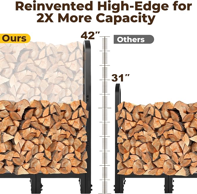 Amagabeli 8ft Firewood Log Rack Outdoor Heavy Duty Logs Holder - Image 7