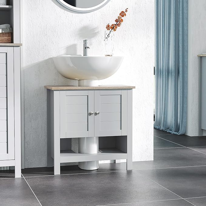Kleankin Pedestal Sink Storage Cabinet, Under Sink Bathroom Vanity - Image 2