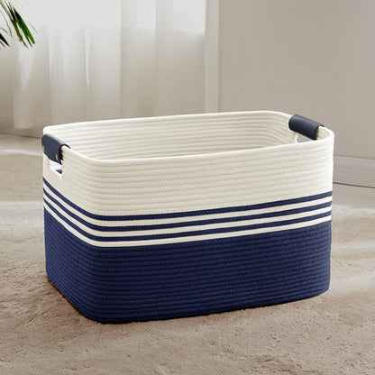 72L Large Laundry Basket with Leather Handles by SunNewt