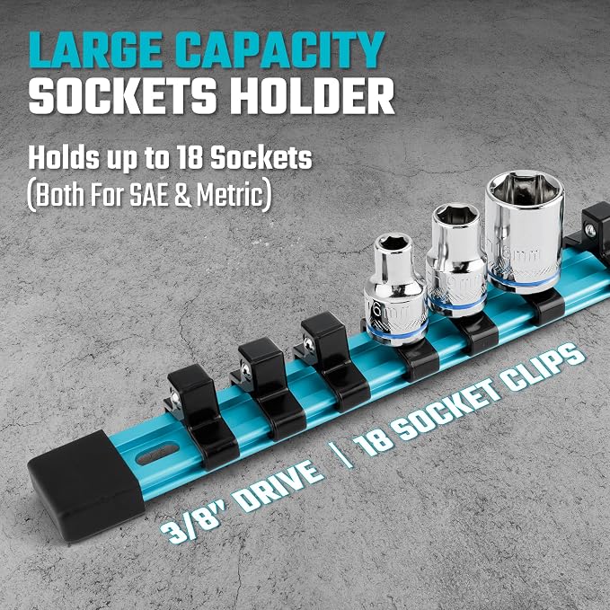 DURATECH Socket Organizer, 3/8-Inch Aluminum Alloy Socket Holder, Heavy Duty - Image 5