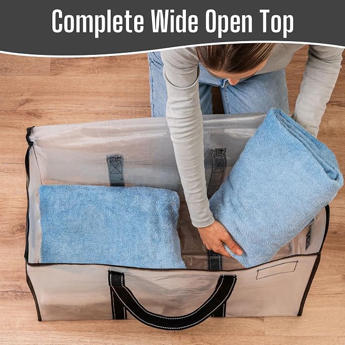 VENO 2 Pack Clear Moving Bags Heavy Duty, 90L Extra Large Transparent Storage - Image 7