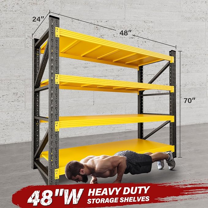 48" Wide Heavy Duty Garage Shelving Units, 3000LBS Deep Storage Shelves - Image 2