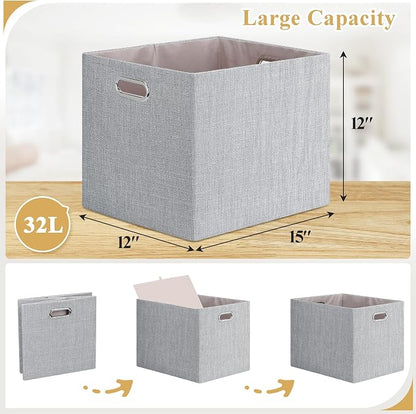 Posprica 15.12"x12.13"x12.01" Storage Cube Bins, Linen Decorative Closet - Image 4