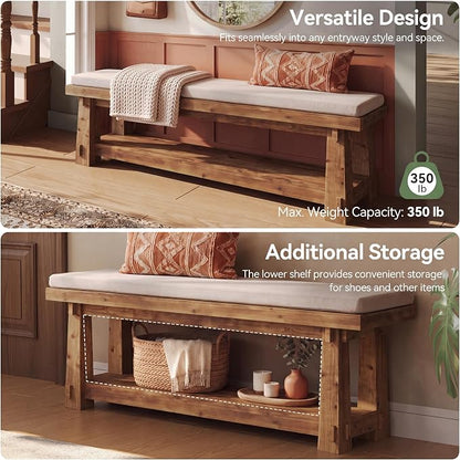 55'' Solid Wood Entryway Bench - Image 7