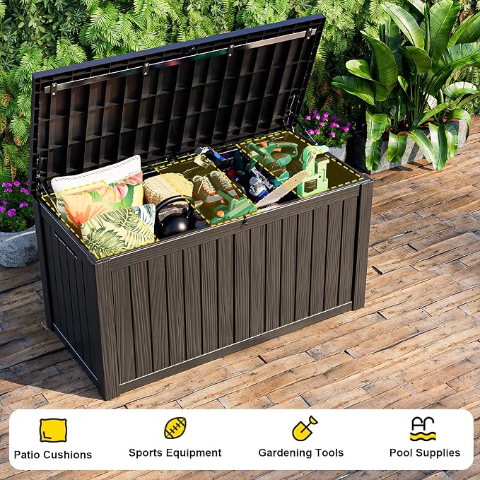 150 GallonOutdoor Storage Box, Resin Deck Boxes Waterproof, IndoorOutdoor Bin - Image 5