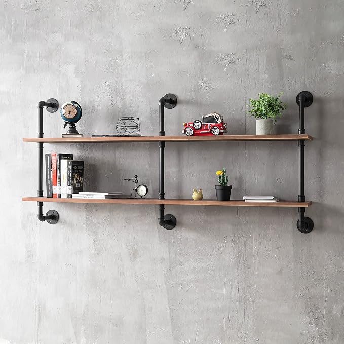 HDDFER Floating Shelves for Wall Laundry Room Shelves Bookshelf Industrial Pipe - Image 4